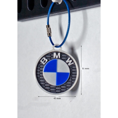 3D BASKI RENKLİ YUVARLAK BMW LOGOLU FİLAMENT ANAHTARLIK