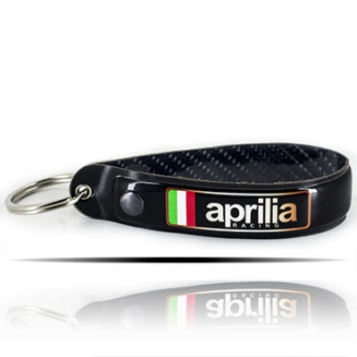 Aprilia Logolu 5D Karbon Fiber Siyah At Nalı Anahtarlık