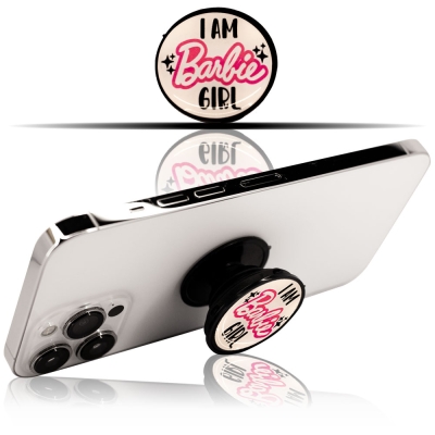 Barbie Baskılı Pop Socket Telefon Tutacağı, Parmak Tutucu Stand