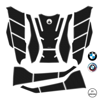 BMW F800 2025 ile Uyumlu Kaydırmaz 6D Karbon 21 Parça Tank Pad Seti GC71