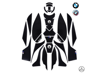 BMW S1000RR 2024-2025 ile Uyumlu Kaydırmaz 6D Karbon 28 Parça Tank Pad Seti GC43