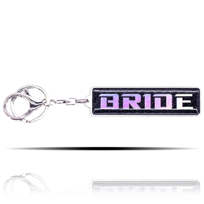 Bride Logolu 5D Karbon Fiber Üzeri Hologram Baskılı Anahtarlık