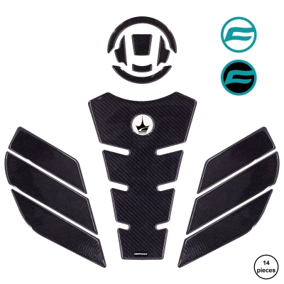 CF MOTO 250 SR 2023 ile Uyumlu Kaydırmaz 14 Parça 6D Karbon Tank Pad Seti GC15