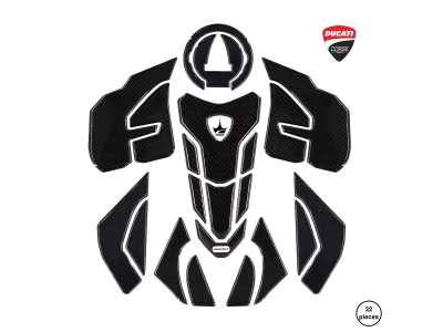 Ducati Panigale, Streetfighter, V4, V4S 2018-2024 ile Uyumlu Kaydırmaz 6D Karbon 22 Parça Tank Pad Seti GC12