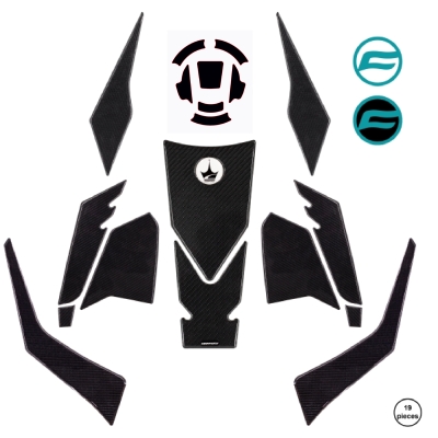 Grippatch CF Moto 250 NK (2023) Uyumlu Kaydırmaz 6D Karbon 20 Parça Tank Pad Seti GC17