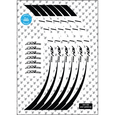 Grippatch Honda ADV350 Uyumlu Jant Şeridi - Siyah / Beyaz
