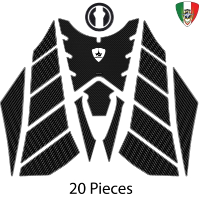 Grippatch - Mv Agusta 800 Brutale İle Uyumlu Kaydırmaz 6D Karbon  20 Parça Tank Pad Set - GC93