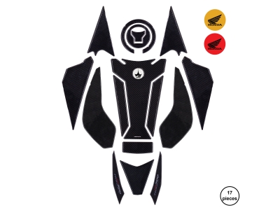 Honda CB500 Hornet 2025 ile Uyumlu Kaydırmaz 6D Karbon 17 Parça Tank Pad Seti GC28