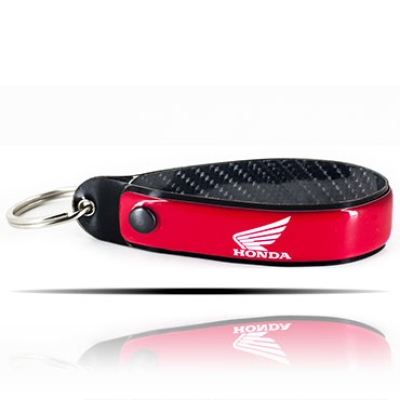 Honda Logolu 5D Karbon Fiber Kırmızı At Nalı Anahtarlık