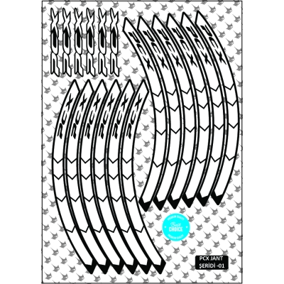 Honda PCX ile Uyumlu Jant Şeridi – Beyaz / Siyah Yazılı Set