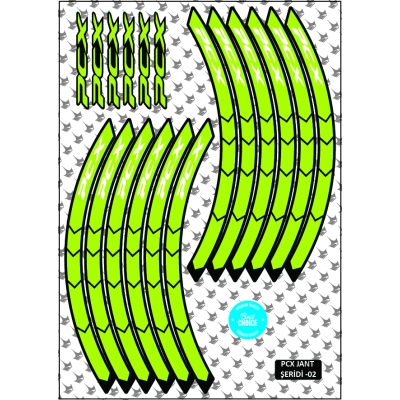 Honda PCX ile Uyumlu Jant Şeridi  Seti – Yeşil / Beyaz Yazılı 