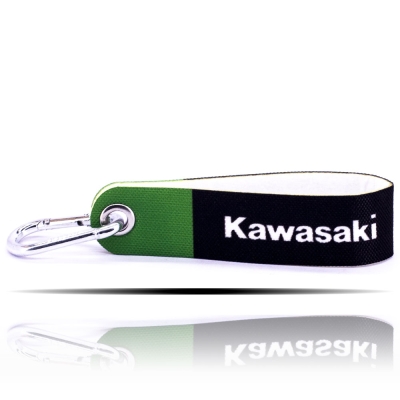 Kawasaki Logolu Yeşil Siyah Kumaş Şerit Anahtarlık