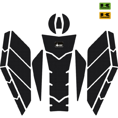 Grippatch Kawasaki NİNJA-400 (2018-2023 ) Uyumlu 25 Parça Kaydırmaz 6D Karbon Tank Pad Seti  - GC90