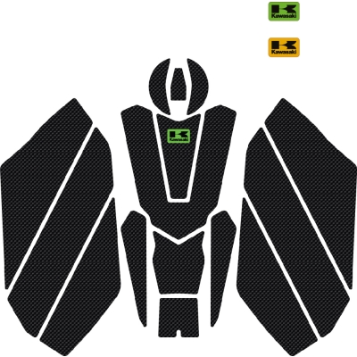 Grippatch Kawasaki Z-500 (2025) Uyumlu Kaydırmaz 16 Parça 6D Karbon Tank Pad Seti  - GC91