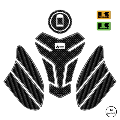 Kawasaki ZX-6R 2006 ile Uyumlu Kaydırmaz 6D Karbon 13 Parça Tank Pad Seti GC74