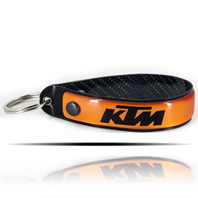 KTM Logolu 5D Karbon Fiber Turuncu At Nalı Anahtarlık