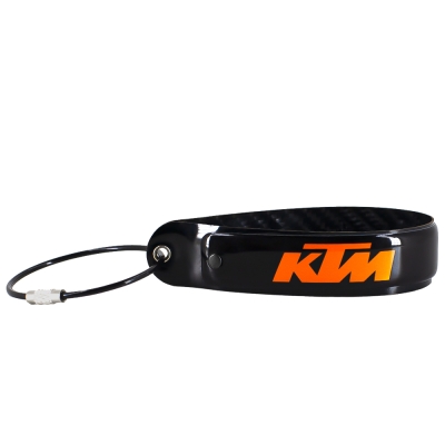 KTM Logolu Siyah, 5D Karbon Fiber, Çelik Tel Uçlu At Nalı Anahtarlık
