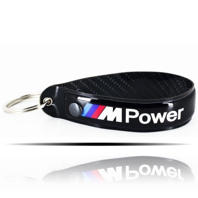 M Power Logolu 5D Karbon Fiber Siyah At Nalı Anahtarlık