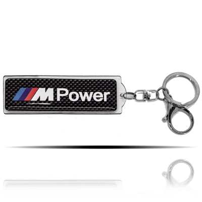 M POWER Logolu Karbon Desenli Anahtarlık