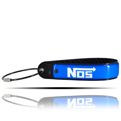 Nos Logolu Mavi, 5D Karbon Fiber, Çelik Tel Uçlu At Nalı Anahtarlık