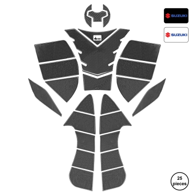 Suzuki Hayabusa ile Uyumlu Kaydırmaz 6D Karbon 25 Parça Tank Pad Seti GC57
