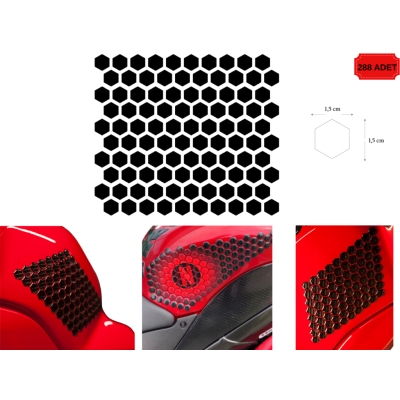 Universal Kaydırmaz 6D Karbon Bal Peteğ Yan Tank Pad 288 (1,5*1,5cm )Adet