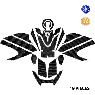 YAMAHA MT-09 SP GEN4 2024 - 2025 ile Uyumlu Kaydırmaz 6D Karbon 19 Parça Tank Pad Seti  GC80